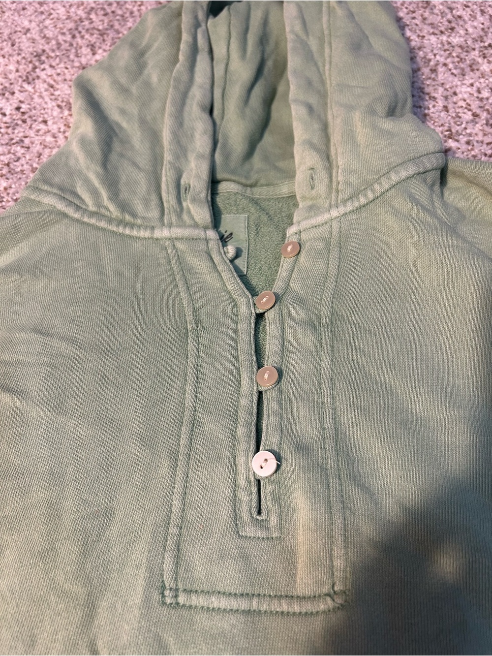 aerie Sage Green Hooded Henley Sweatshirt - Picture 2 of 4